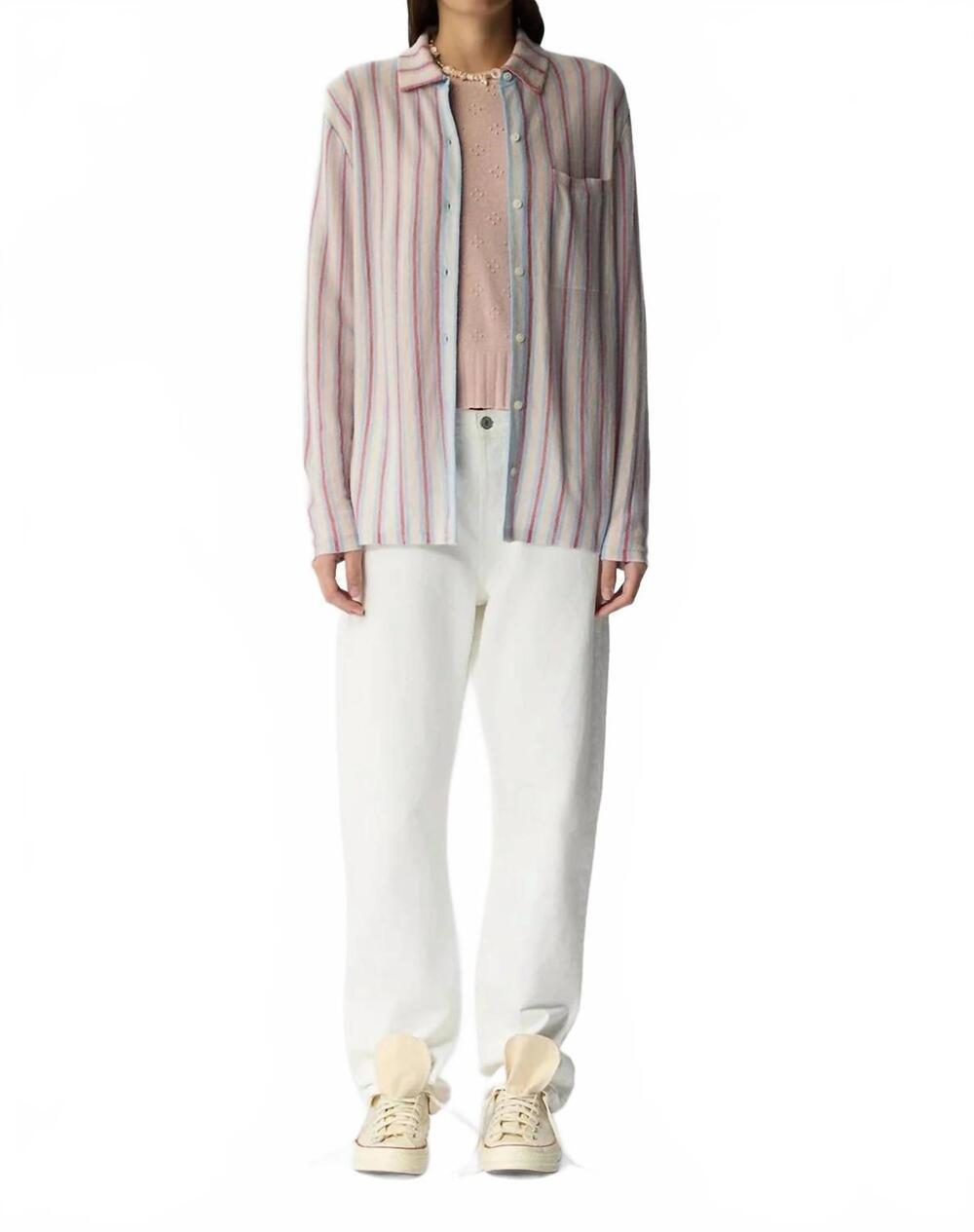NEW GUEST IN RESIDENCE fine stripe showtime shirt in clear sky
